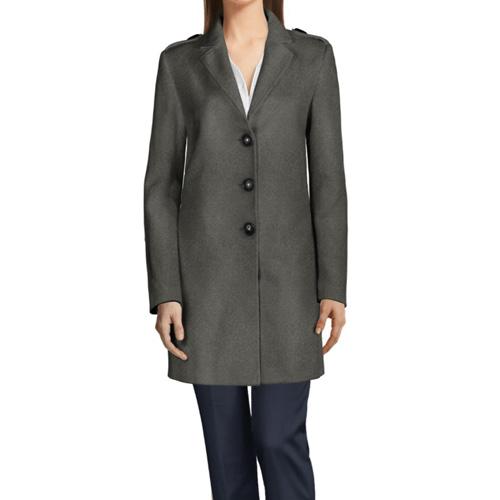 Shoulder epaulettes in a women’s coat.