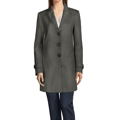 1 pointed sleeve tab in a women’s coat.