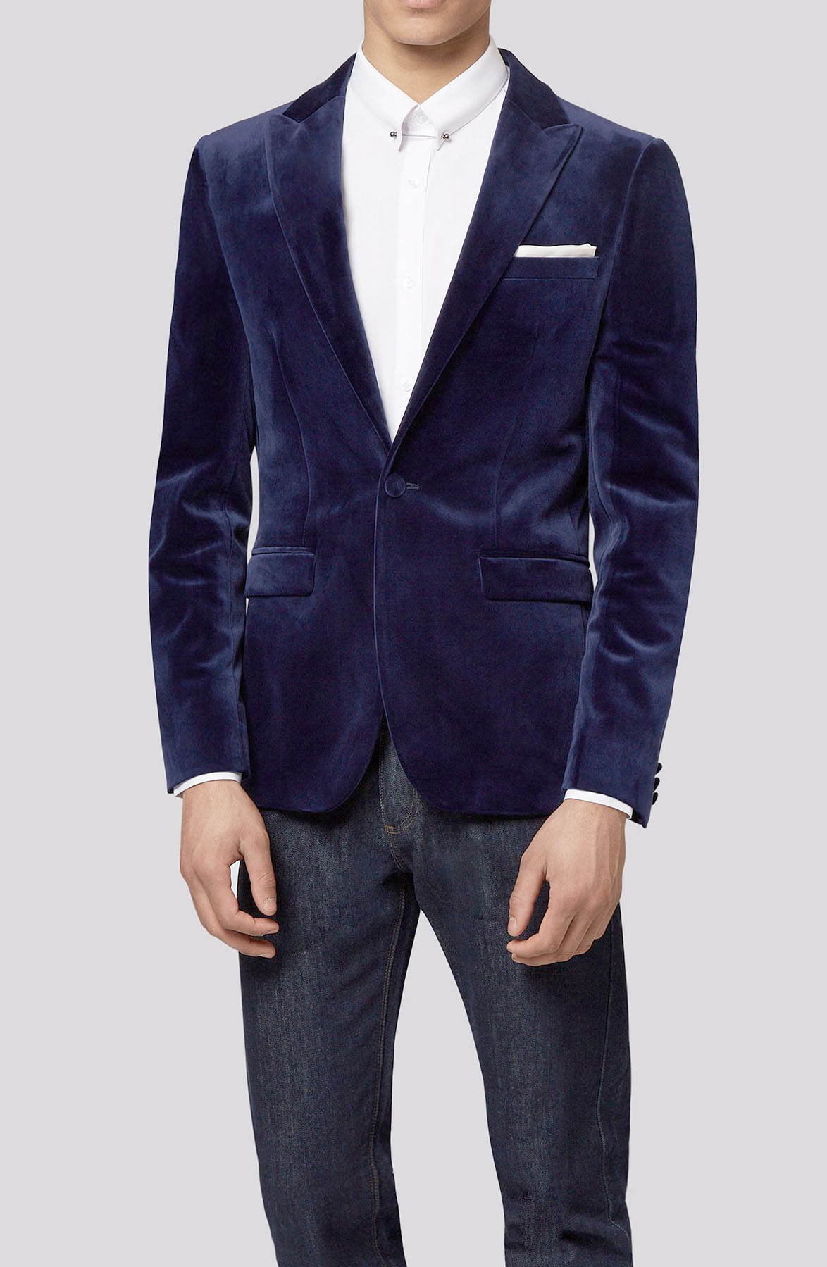 Blue Velvet Dinner Jacket for The Holidays, Parties & Luxury Events 