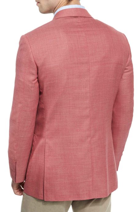 Mens pink blazer, full back view.