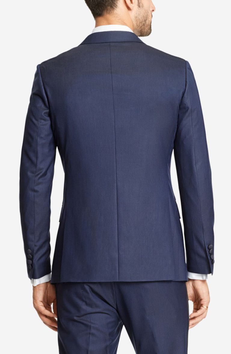 Navy Blue Wedding Tuxedo With Black Lapel For Grooms & Groomsmen