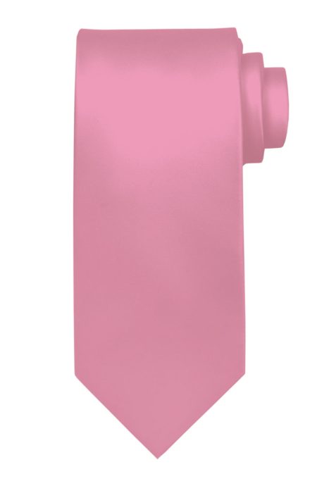 Mens handmade satin silk necktie in solid pastel pink color.