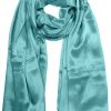 Aquamarine mens aviator silk neck scarf 75 inches long in 100% pure satin silk.