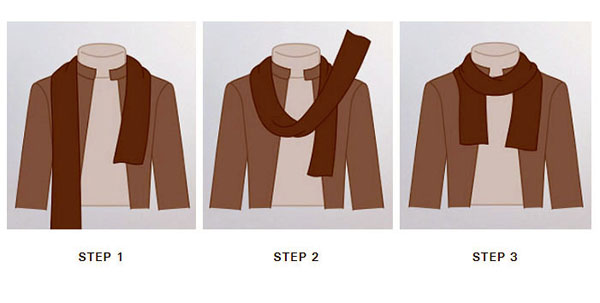 Stepwise guide to wear mens cashmere pashmina scarf with a casual outfit.