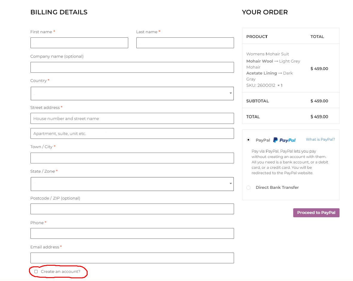 Customer's option to guest checkout or register option image to illustrate how the ordering process works on the Baron Boutique website.