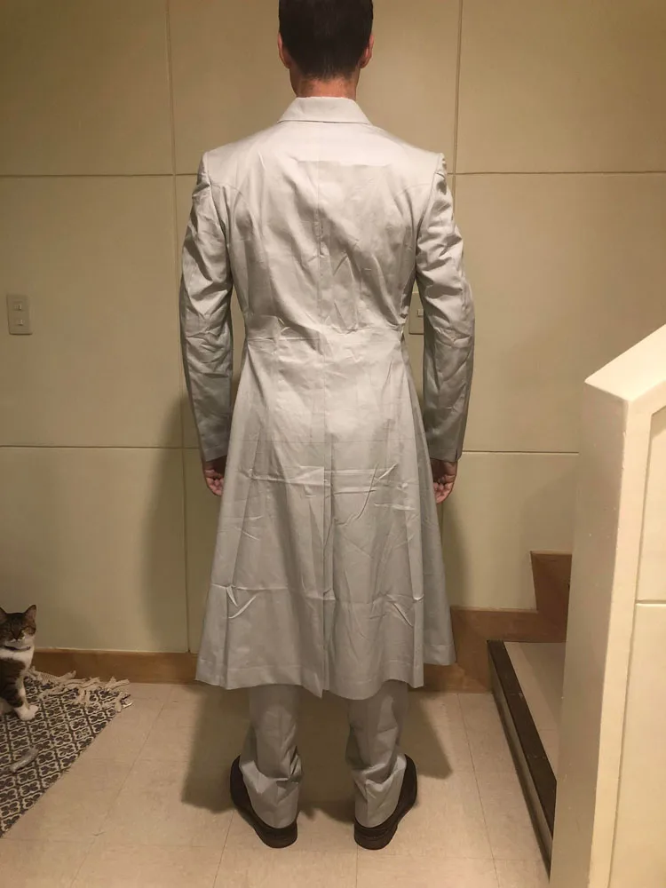 Matrix Revolutions Neo Try-on Test Trench Coat, A Full Back View.