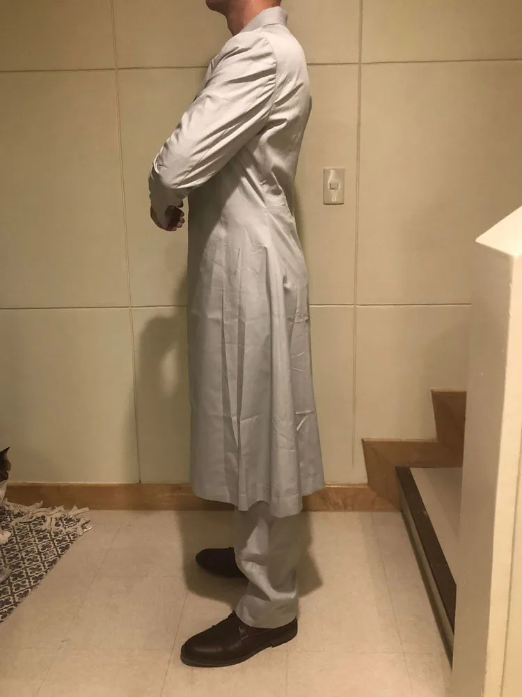 Matrix Revolutions Neo Try-on Test Trench Coat, A Full Left View.