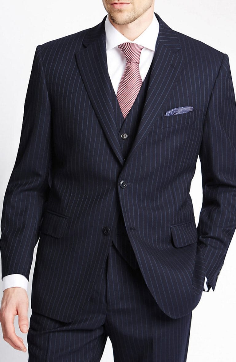 Men's Navy Pinstripe ThreePiece Suit Custom Tailored — free download