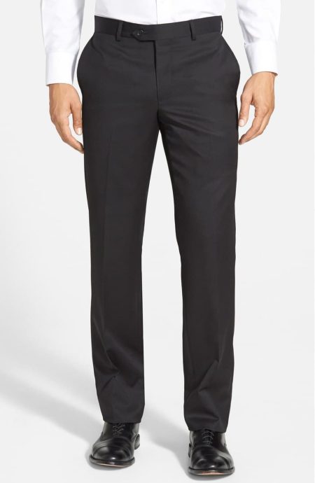 The Essential Black Wool Trousers, custom-tailored for men in a luxury wool-cashmere blend.