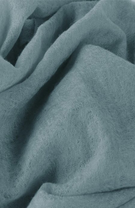 Handwoven Light Teal Green Cashmere Scarf shawl close-up weave view.